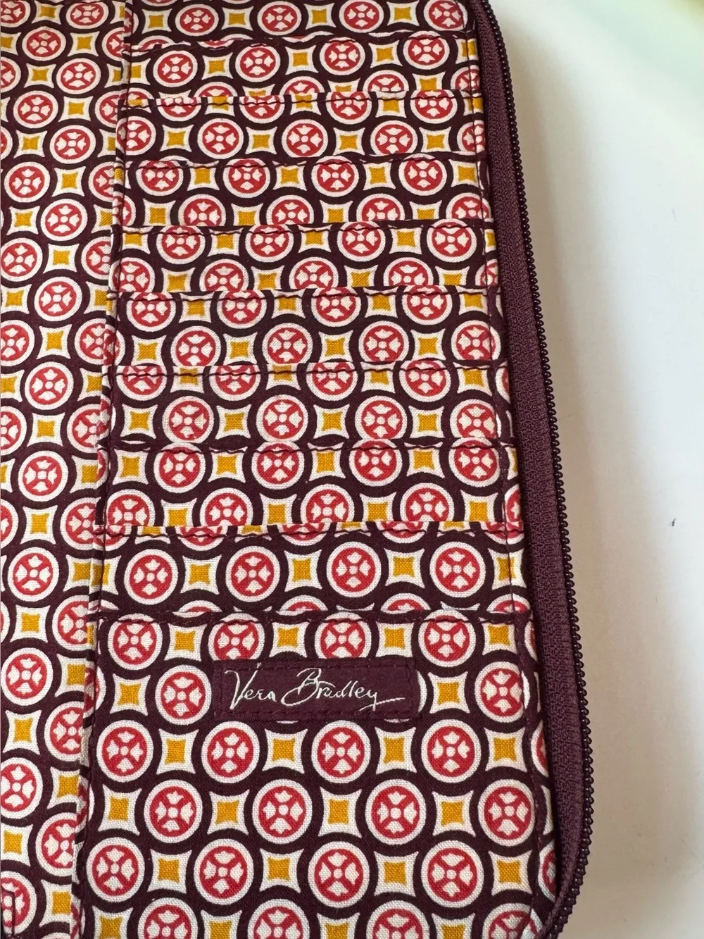 Vera Bradley Zip Travel RFID Wallet Passport Organizer ID Medallion‎ Pattern